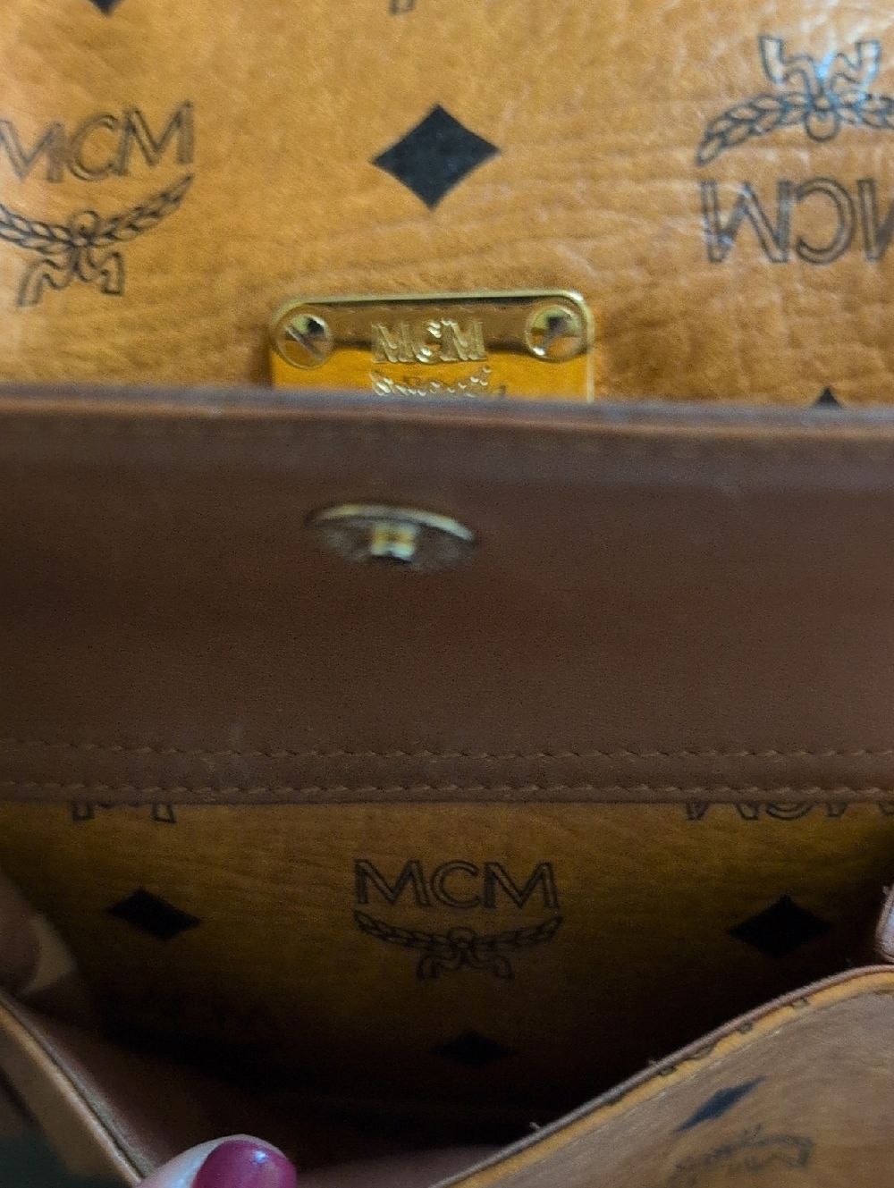 Authentic MCM Visetos Cognac One Pocket Boston Handbag In Great Condition! - Picture 7 of 15